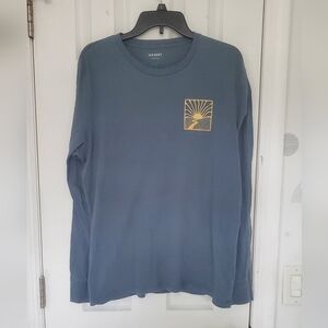 Old Navy Slate Blue Long Sleeve Tee with Yellow Sunburst Graphic